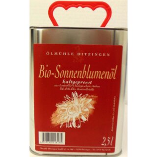 Bio Sonnenblumenöl - kaltgeschlagen 2,5 l